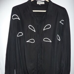 CARAMBA ROCK ROLL SEQUINED  Party  Button Front Polyester Shirt Mens SIZE L